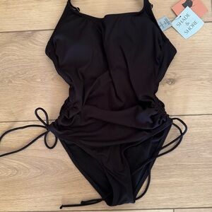 Shade and Shore High Leg Black One-Piece Swimsuit